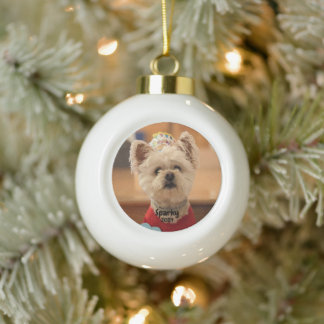 Personalisieren Sie Foto Snowflake Gerahmte Orname Keramik Kugel-Ornament
