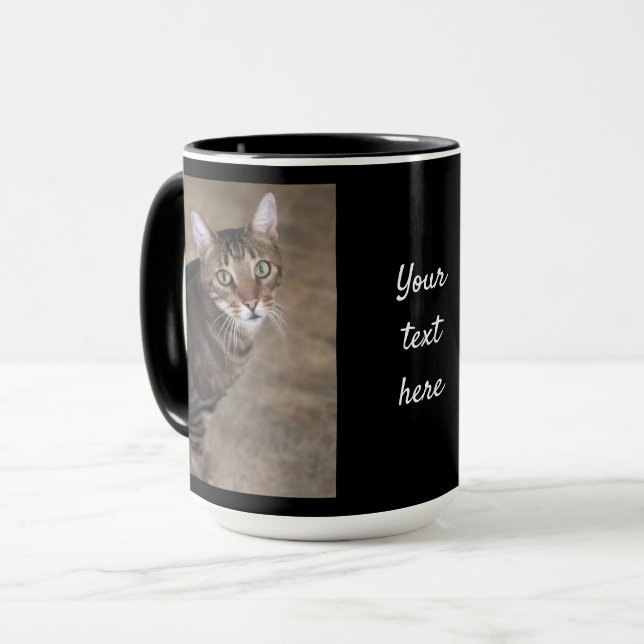 Personalisieren Sie FOTO & TEXT-Blackcoffee-Gesche Tasse (Vorderseite Links)