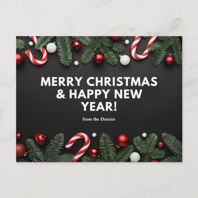 Personalisieren Sie fröhliche Weihnachten und glüc Postkarte (Vorderseite)