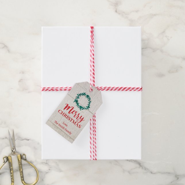 Personalisieren Sie fröhliche Weihnachtskreide Str Geschenkanhänger (Mit Garn)