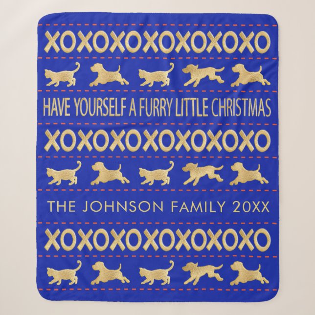 Personalisieren Sie "Furry Little Christmas" Blank Sherpadecke (Vorderseite)
