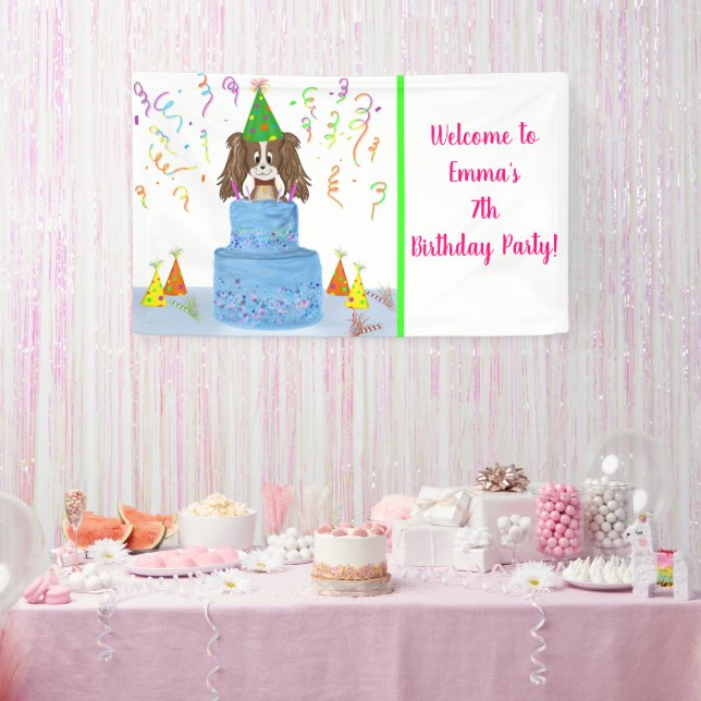 Personalisieren Sie Geburtstag Cavalier King Charl Banner (Party)
