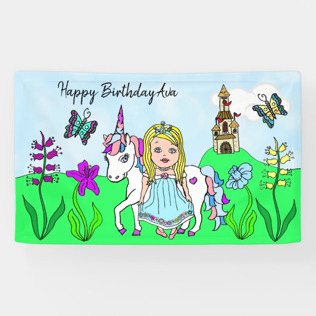 Personalisieren Sie Geburtstagsbanner Prinzessin u Banner (Horizontal)