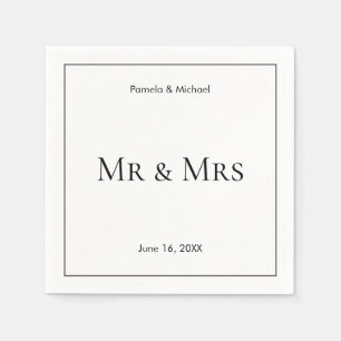 Personalisieren Sie Gerahmte B&W Mr. & Mrs. Serviette
