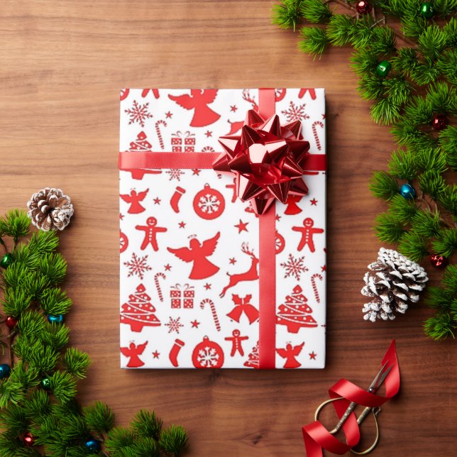 Personalisieren Sie GIFTS ANGELS SNOWFLAKES CHRIST Geschenkpapier (Feiertagsgeschenk)