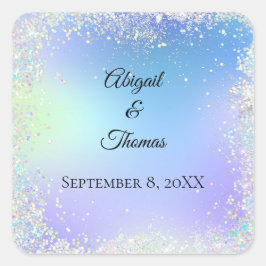 Personalisieren Sie Glitzer Blue Lila Wedding Brid Herz-Aufkleber