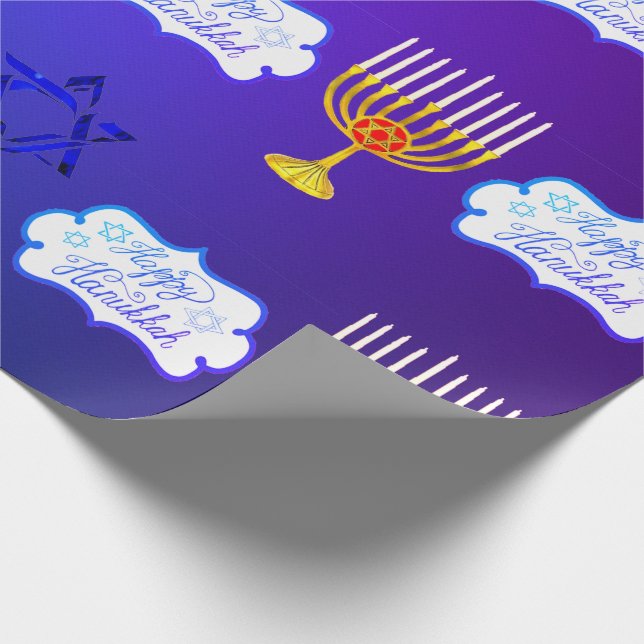 Personalisieren Sie glückliche HANUKKAH Menorah Wr Geschenkpapier (Ecke)