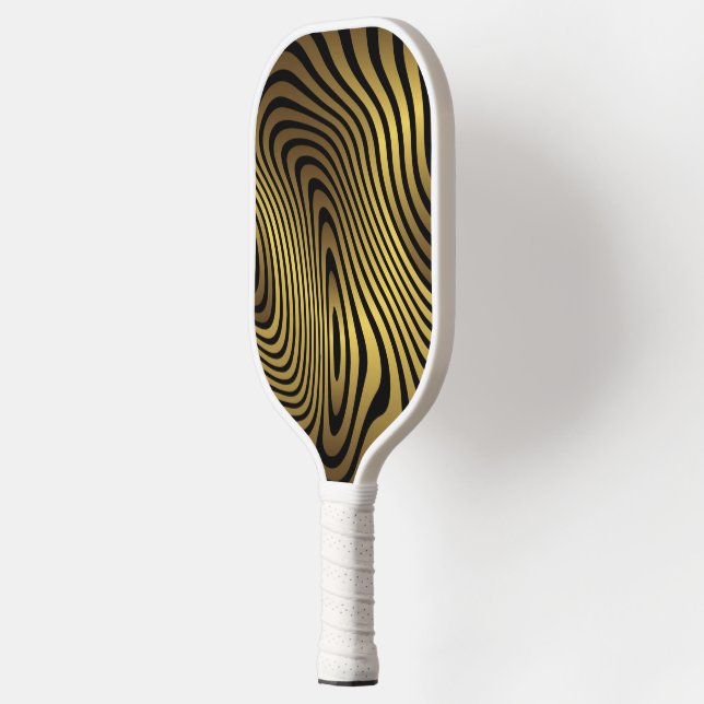Personalisieren Sie Golden Marmor Hintergrund Zebr Pickleball Schläger (Links)
