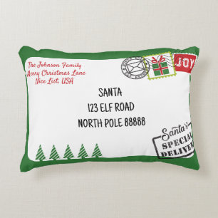Personalisieren Sie Green Santa Letter Christmas Dekokissen
