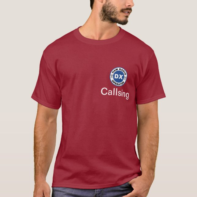 Personalisieren Sie Ham Radio DX Operator Blue T-Shirt (Vorderseite)