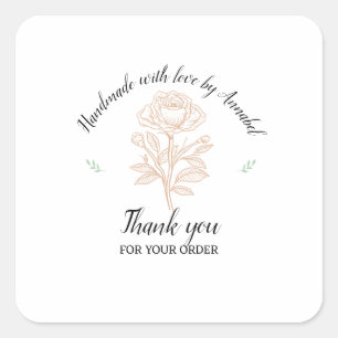 Personalisieren Sie "Handmade with Liebe". Quadratischer Aufkleber