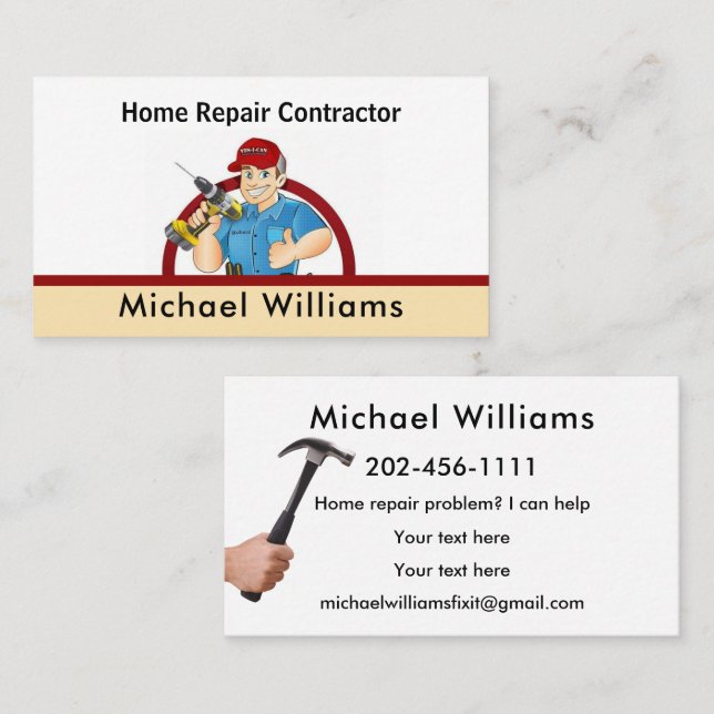 Personalisieren Sie Handyman Zuhause Repair Lese Visitenkarte (Vorne/Hinten)
