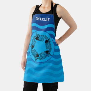 Personalisieren Sie helle blaue Wellen und den Kre Schürze