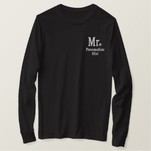 Personalisieren Sie Herrn & Frau Stickerei bestick Besticktes Langarmshirt