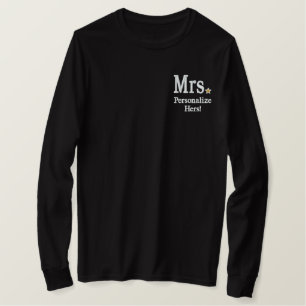 Personalisieren Sie Herrn & Frau Stickerei bestick Besticktes Langarmshirt