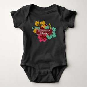 Personalisieren Sie Hibisken-Blume Blue Pink Orang Baby Strampler