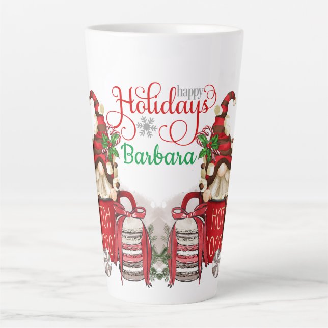 Personalisieren Sie Hot Coco Holiday Gnomes Latte  Milchtasse (Vorderseite)