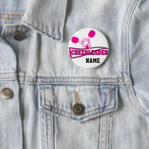 Personalisieren Sie Hot Pink Cheerleader Girl Button
