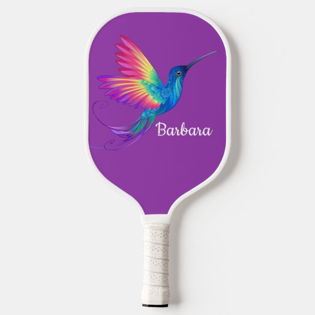Personalisieren Sie Hummingbird Lila Pickleball Pa Pickleball Schläger (Rückseite)