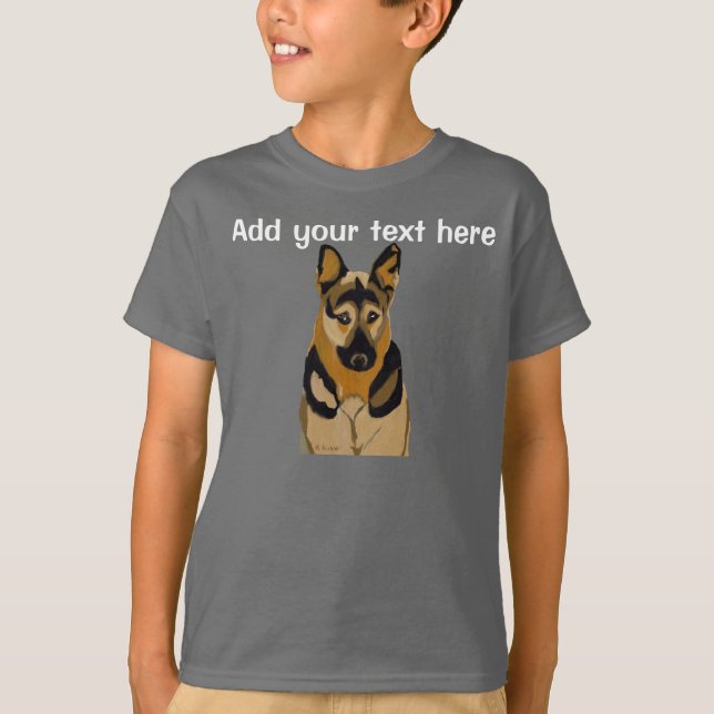 Personalisieren Sie Ihr deutsches Shepard-Portrait T-Shirt (Vorderseite)