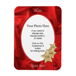 Personalisieren Sie Ihr Foto: Roter Weihnachtsrahm Magnet