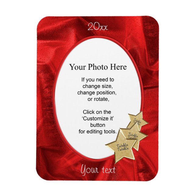 Personalisieren Sie Ihr Foto: Roter Weihnachtsrahm Magnet (Vertikal)