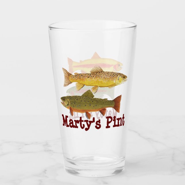 Personalisieren Sie Ihr Pint Glas- 4 Forellenarten Glas (Vorderseite)