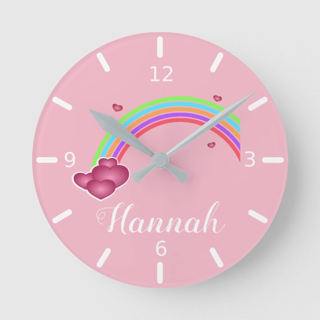 Personalisieren Sie Ihren eigenen farbigen Regenbo Runde Wanduhr (Vorderseite)