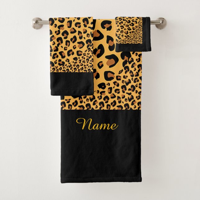 Personalisieren Sie Imitate Leopard Print Exotic Badhandtuch Set (Insitu)