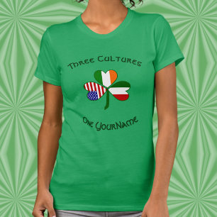 Personalisieren Sie Italien Irland USA Shamrock Da T-Shirt