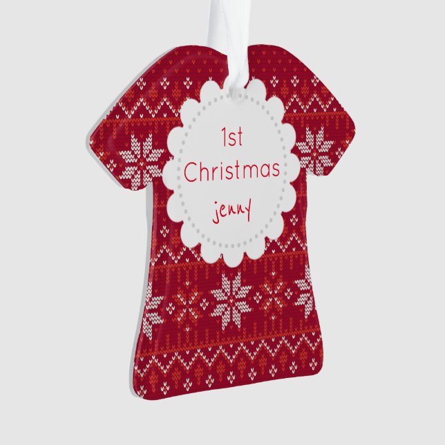 Personalisieren Sie Jenny's 1. Weihnachtsfest-Foto Ornament (Vorderseite)