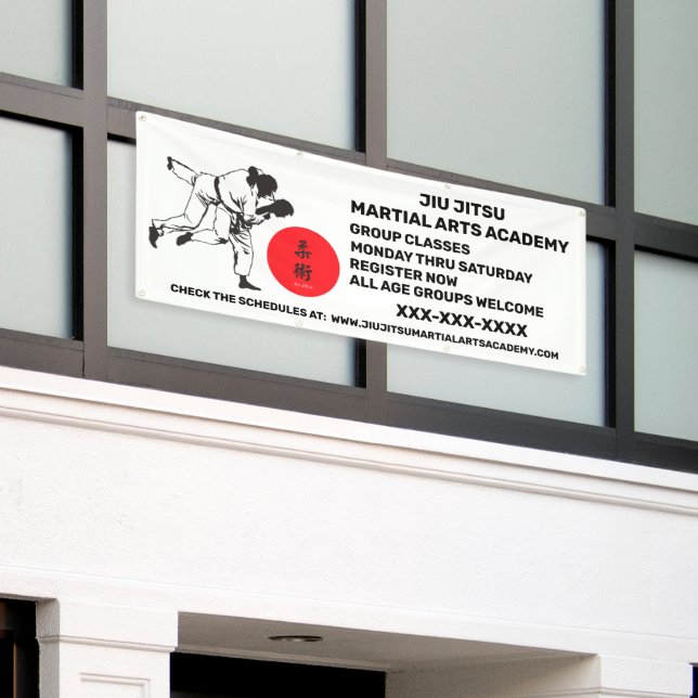 Personalisieren Sie Jiu Jitsu Martial Arts School  Banner (Äußeres Gebäude)