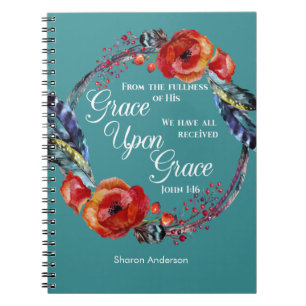 Personalisieren Sie John 1:16 Grace upon Grace-Sch Notizblock