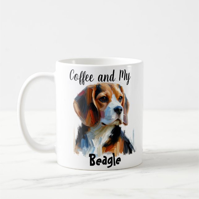Personalisieren Sie Kaffee und meinen Beagle Niedl Kaffeetasse (Links)