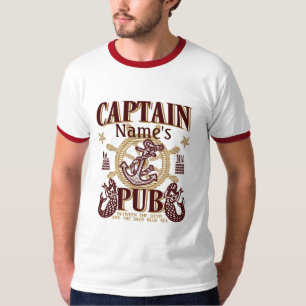 Personalisieren Sie Kapitän Name's Pub Großes Gesc T-Shirt