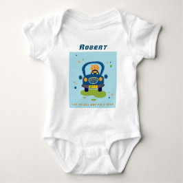 Personalisieren Sie Katze in Niedlichem blauen Aut Baby Strampler