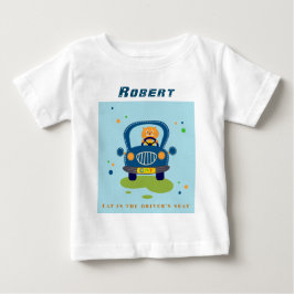 Personalisieren Sie Katze in Niedlichem blauen Aut Baby T-shirt