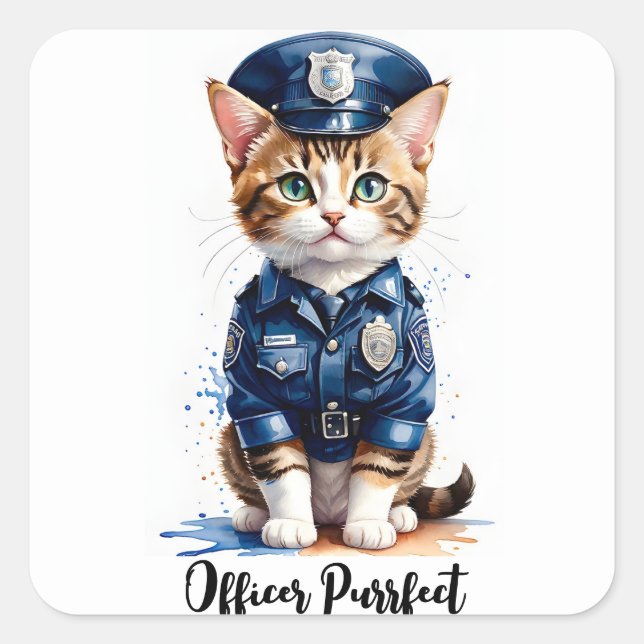 Personalisieren Sie Katzen in einer einheitlichen  Quadratischer Aufkleber (Vorderseite)
