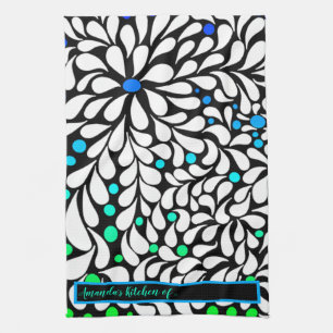 Personalisieren Sie kühne moderne Blume Blau aquam Geschirrtuch