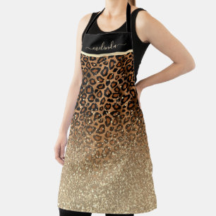 Personalisieren Sie Leopard Glitzer Animal Print Schürze