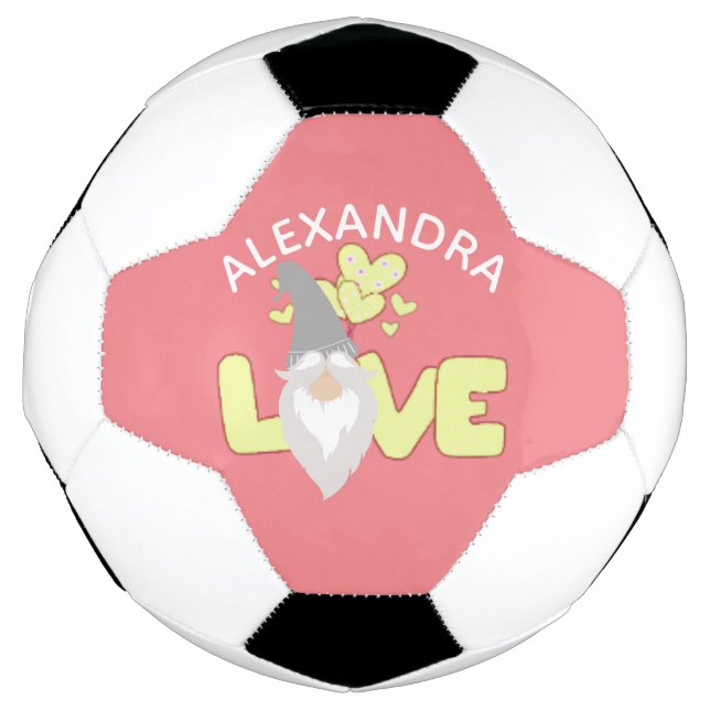 Personalisieren Sie Liebe Gnomen Herzgelb und grau Fußball (Vorderseite)