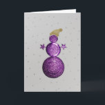Personalisieren Sie Lila Snowman- und Silberstars Feiertagskarte<br><div class="desc">Handschnitt Lila Schneemann mit Goldhut auf Grußkarte. *Alle Dinge,  die Sie auf den Produkten sehen,  sind handgefertigt,  aber Sie müssen wissen,  dass Sie ein Foto bekommen!</div>