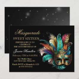Personalisieren Sie Masquerade Maske Aquamarinen G Einladung
