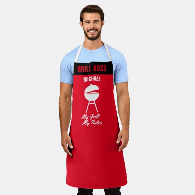 Personalisieren Sie meinen Grill Meine Regeln Funn Schürze (Getragen)