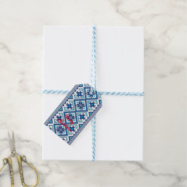 Personalisieren Sie MERRY CHRISTMAS Blue STRICK Ge Geschenkanhänger