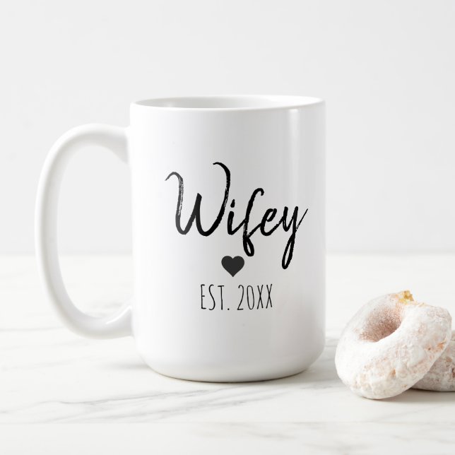 Personalisieren Sie Minimalistische Einfache Ehefr Kaffeetasse (Mit Donut)