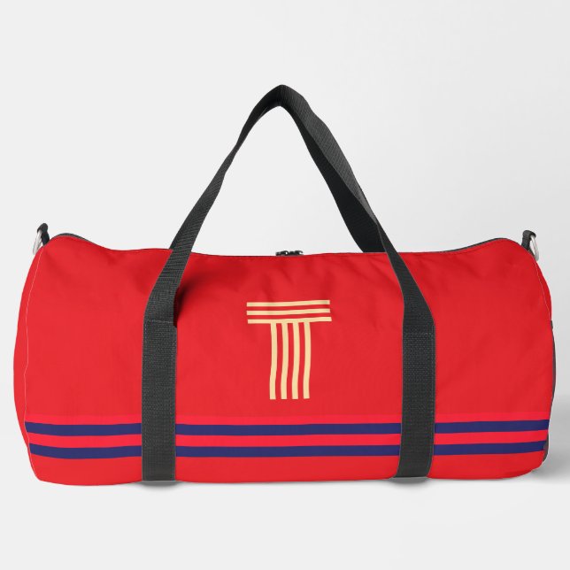 Personalisieren Sie mit Ihrem anfänglichen Roten S Duffle Bag (Vorderseite)