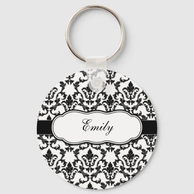 Personalisieren Sie mit Ihrem Namen Damask Schlüss Schlüsselanhänger (Vorderseite)