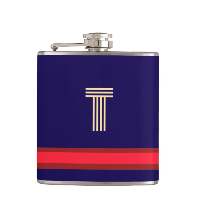 Personalisieren Sie mit Ihrer ersten Marine + Rote Flachmann (Vorderseite)