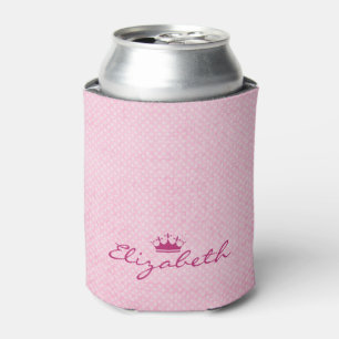 Personalisieren Sie mit Lila Tiara auf rosa Polka  Dosenkühler